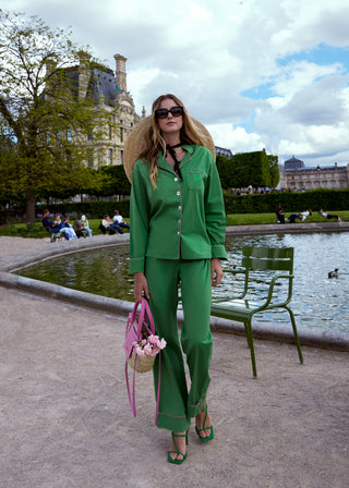 The Penelope Pajama Set in Green Apple