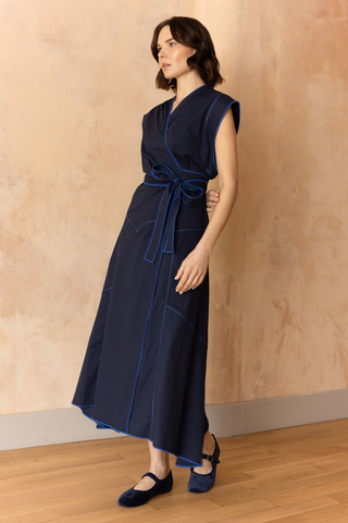 The Elif Dress in Navy and Royal Blue
