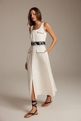 The Poppy Dress in Tuxedo: Artisanal Maxi Dress for Women