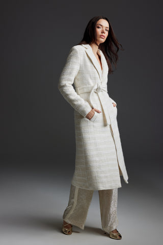 The Meraki Signature Coat in Winter White Silk-Wool