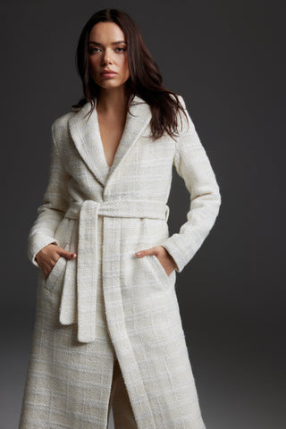 The Meraki Signature Coat in Winter White Silk-Wool