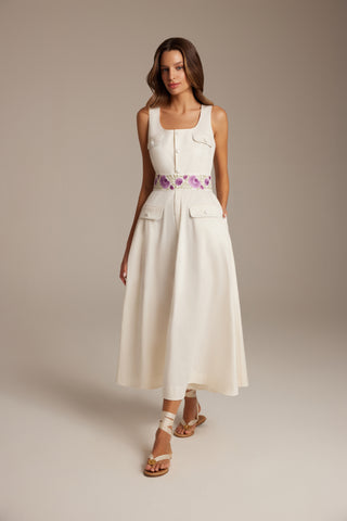 The Poppy Dress in Seashell: Artisanal Maxi Dress for Women