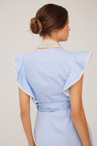 The Inci Dress in Cabana Stripe: Artisanal Midi Dress for Women