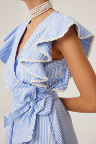 The Inci Dress in Cabana Stripe: Artisanal Midi Dress for Women