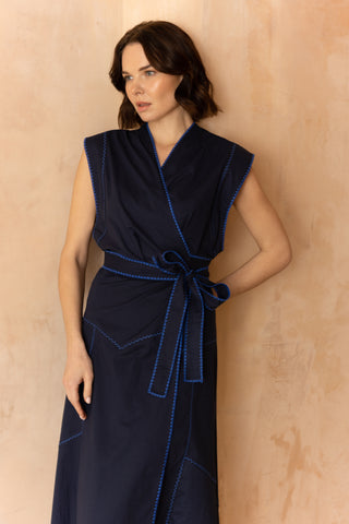 The Elif Dress in Navy and Royal Blue