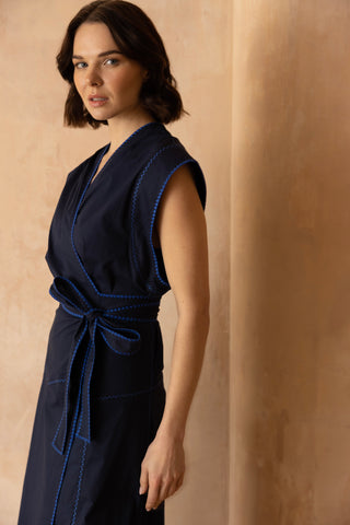 The Elif Dress in Navy and Royal Blue