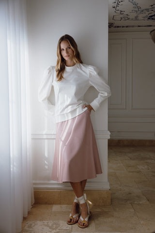 The Meraki Signature A-Line Skirt in Blush