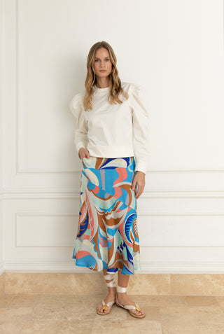 The Meraki Signature A-Line Skirt in Wild Blush Silk