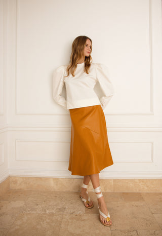 The Meraki Signature A-Line Skirt in Marigold