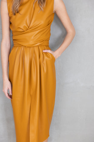 The Virginia Dress in Marigold: Artisanal Marigold Midi Dress for Women
