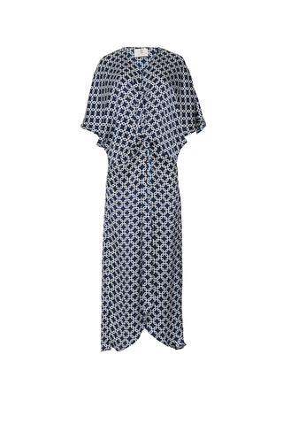 The Penelope Tunic in Infinity Sea Silk: Artisanal Printed Silk Midi Dress