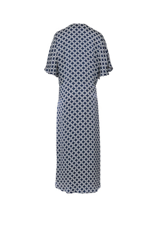 The Penelope Tunic in Infinity Sea Silk: Artisanal Printed Silk Midi Dress