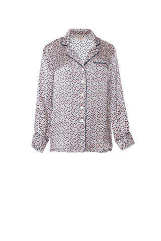 The Penelope Pajama Set in Sleepy Silver Rose Silk