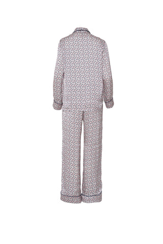 The Penelope Pajama Set in Sleepy Silver Rose Silk