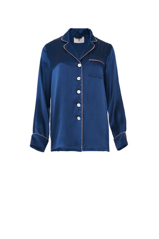 The Penelope Pajama Set in Night Night Navy Silk