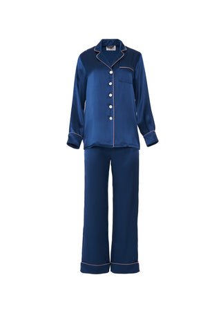 The Penelope Pajama Set in Night Night Navy Silk