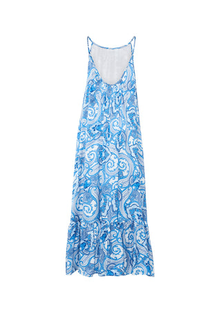 Daria Maxi Gown in Anatolian Garden Royal Silk: Artisanal Maxi Dress for Women