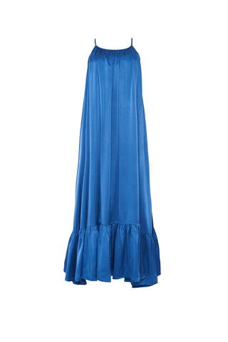 The Daria Maxi Gown in Royal Blue Silk: Artisanal Maxi Dress for Women