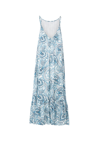 The Daria Maxi Gown in Anatolian Garden Turquoise Silk: Artisanal Maxi Dress for Women