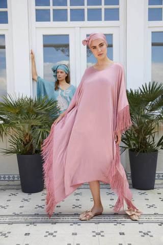 The Virginia Kaftan, in Flamenco Blush Rose Silk