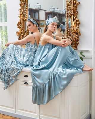 The Daria Maxi Gown, in Mediterranean Turquoise Silk