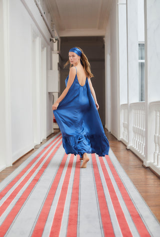 The Daria Maxi Gown in Royal Blue Silk: Artisanal Maxi Dress for Women