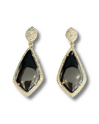 Black Onyx Earrings with Diamonds